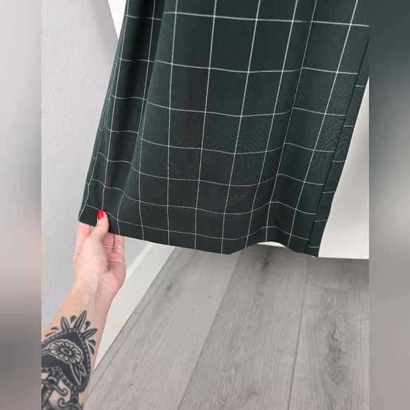 NWOT Rare Unique Vintage Windowpane Emerald Rochelle Plaid Suspender Pants - Picture 5 of 10